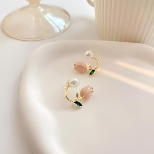 Image of Inites Combo Of Anti Tarnish White Crystal Stones Fairy Bloom Floral Tulip Bracelet With Earrings For Women & Girls | Elegant Golden Bracelet & Tulip Earring Lightweight Jewelry For Daily Wear & Gifts