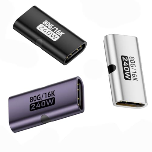Linktaogere Acoplador USB-C de 80 Gbps, extensor adaptador USB tipo C hembra a hembra de 240 W compatible con carga rápida PD de 240 W, transferencia de datos de 80 Gbps, salida de video de 8K a 60 Hz