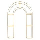 7.5Ft Metal Wedding Backdrop Stand, 3D Wedding Arch Flowers Balloon Frame, Open Arch Backdrop Frame for Wedding Party Banquets Decoration (Gold)