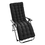 UMAIL Sun Lounger Cushions 10cm/12cm Thick Garden Chair Cushion Sunbed Cushion Soft Recliner Cushion with Non-Slip Top Cover for Garden Indoor Outdoor (Black, 160 * 50 * 10cm)