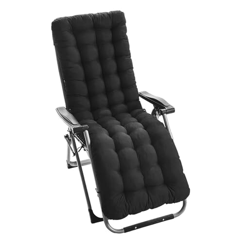 UMAIL Sun Lounger Cushions 10cm/12cm Thick Garden Chair Cushion Sunbed Cushion Soft Recliner Cushion with Non-Slip Top Cover for Garden Indoor Outdoor (Black, 160 * 50 * 10cm)