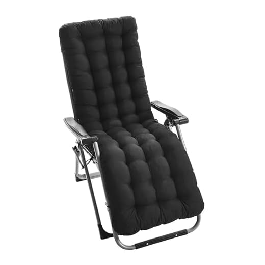 UMAIL Sun Lounger Cushions 10cm/12cm Thick Garden Chair Cushion Sunbed Cushion Soft Recliner Cushion with Non-Slip Top Cover for Garden Indoor Outdoor (Black, 160 * 50 * 10cm)