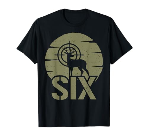 Deer Hunting 6th Birthday Boy Girl 6 Year Old Hunter Buck T-Shirt
