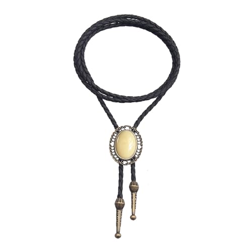 Image of AZORA Western Cowboy Bolo Tie Men Leather Necktie Leather Cord Turquoise Stone Bolo Ties for Men Women