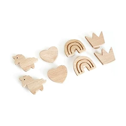PLT Möbelgriffe im Märchen Motiv für Kindermöbel aus unbehandeltem Eichenholz, Knauf, Knopf, Weltall, Kommode, Schrank, Schublade, Tür, Kinderzimmer, Geschenk (4, Regenbogen) Cover