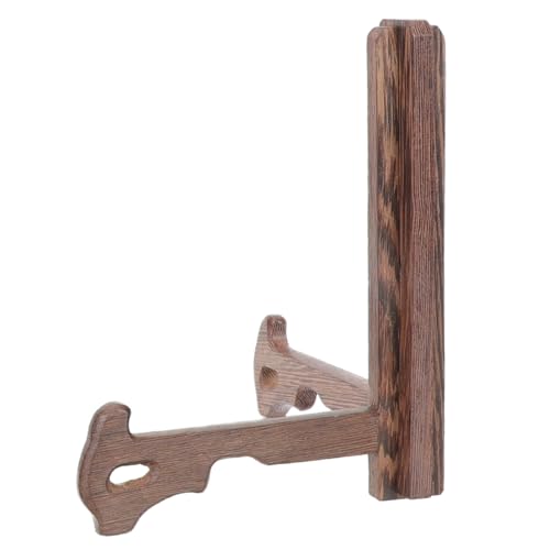 Uonlytech Présentoir à Vaisselle en Bois Marron Base Solide, Support pour Plaque en Céramique de 15-22 Cm, pour Rangement la Cuisine ou Exposition de Pièces Décoratives