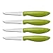 Joie Paring and Garnishing Knives, Set of 4, Stainless Steel, 2.75-Inch Tapered Blade for Maximum Precision, Ergonomic Handle, Colors May Vary