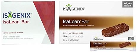 Isalean Bars 18 grams of protein (Pack of 2) (Chocolate Decadence & Vanilla Cranberry Almond)