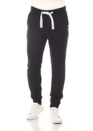 Preisvergleich Produktbild riverso Herren Sweathose RIVTim Trainingshose Jogger Jogginghose Sporthose Freizeithose Slim Einfarbig Baumwolle Schwarz M, Größe:M, Farbe:Black-Tropical Turquoise (24000)