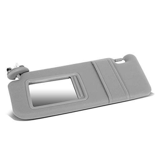 Auto Dynasty Grey Left Driver Side Sun Visor Sunshade with Mirror Compatible with Toyota Camry 07-11