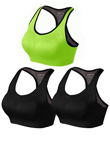 Image of Match Women's Seamless Racerback Sports Bra with Removable Pads Strappy Workout Bra Top for Yoga Gym Running Fitness (New Size)