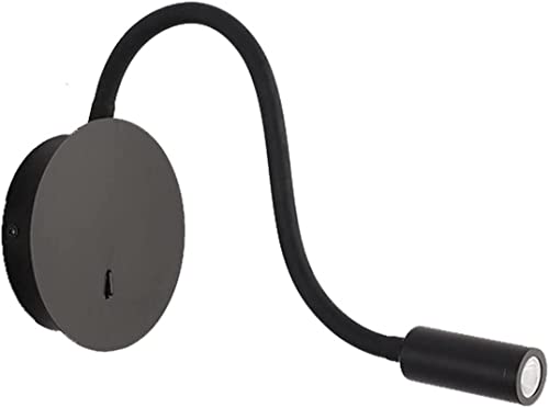 Lámpara de pared LED 3W con luz cálida y foco ajustable para lectura en dormitorio