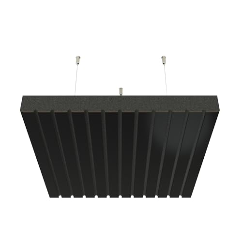 2 Pack — Ceiling-Mounted Acoustic Panels with Mounting Kit | Sound-Absorbing & Diffusion Cloud Panels | Echo Reduction | Acoustic Treatment | Color: [SLATO | Black]