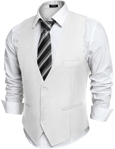 COOFANDY Mens Vests Formal Waistcoat Single Breasted Tuxedo Dress Vest