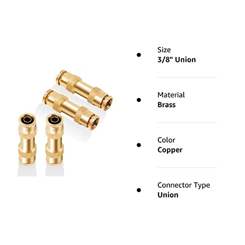 Hasaomoi 3/8" Dot Push-To-Connect Fittings (Three-Eighth Of An Inch) Air Fittings Straight Union 3/8" Tube Od Brass Push Air Brake Line Fittings For Trucks Trailers And Industrial Use (4 Pack) #TOP7