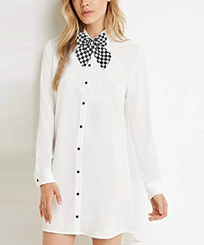 Flairs New York Women Handmade Pre-Tied Bowknot Bow Tie (Black/White Checkers [Silky]) #TOP1