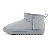 Soda “Mutual” ~ Women Round Toe Lug Sole Low Flatform Sherpa-lined Ankle Bootie (Light Blue Imitation Suede, us_footwear_size_system, adult, numeric, medium, 8)