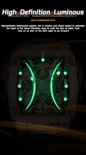 Image of OLEVS Watch Men Self Winding Luxury Skeleton Mechanical Business Dress Square Wrist Watches Calendar Watches