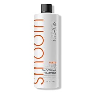 KERAGEN – Brazilian Smoothing Keratin Hair Treatment, Blowout Straightening System for Dry and Damaged Hair – Forte, Sulfate Free – Eliminates Curls and Frizz, Medium to Coarse Hair (16 Oz)