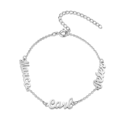 Memorita Personalized 1-4 Names Bracelet Custom Name Charm Bracelet Customized Birthday Christmas Jewelry Gifts for Women Mom Mother