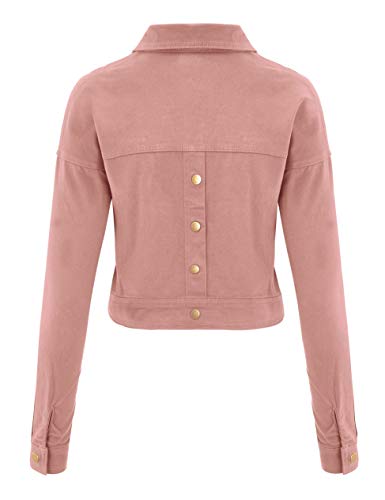 FASHION BOOMY Women's Classic Denim Jean Jacket - Cropped Long Sleeve Outerwear - Regular and Plus Sizes Large I-Mauve