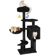 Giant Smoky Gray Cat Tree for Big Cats & Maine Coons, Tall Scratching Tower