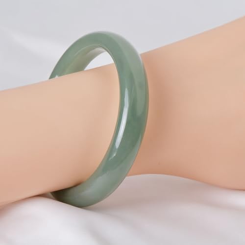 Green White Natural Jade Bangle Bracelet for Women Healing Protection Good Luck Natural Gemstone Fengshui Jewelry for Wife Mother's Day Gift for Mom (Light Green, 54-56mm diameter)2