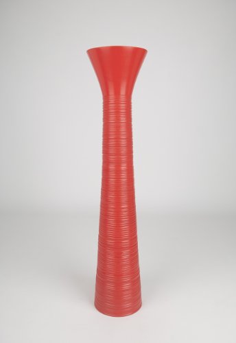 LEEWADEE Grand Vase à Poser au Sol - Vase à Poser au Sol pour Branches décoratives, Vase Haut Design en Bois de manguier, 90 cm, Rouge