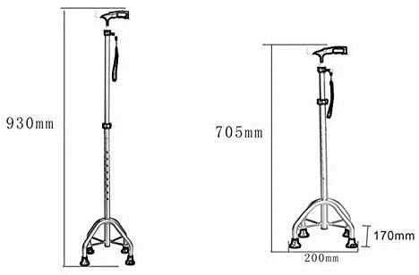 Stampelle telescopiche antiscivolo Deambulatori Stampelle in alluminio Bastone da passeggio a quattro zampe per uomo anziano Lampada antiscivolo retrattile Walker Bastone da passeggio con ospedale (