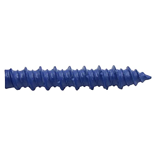 Blue Concrete Anchor Screws 1/4" x 1-3/4" Carbon Steel Hardened - Interior & Exterior Coated Rust and Corrosion Resistant Screws (Qty 100)