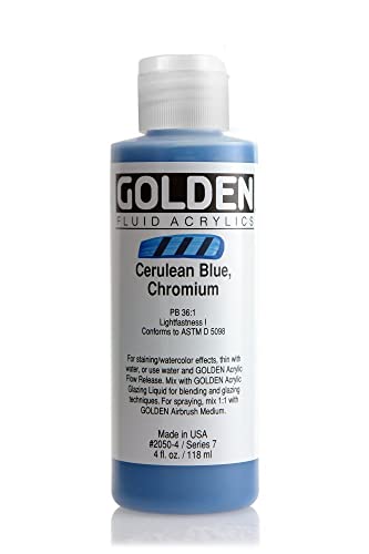 Golden Fluid Acrylic, 4 ounce bottle, Cerulean Blue Chromium (2050-4)