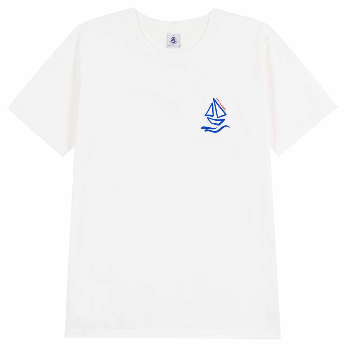 Petit Bateau T-Shirt, Unisex, aus Baumwolle, kurzärmelig, einfarbig, XXL, Weiß