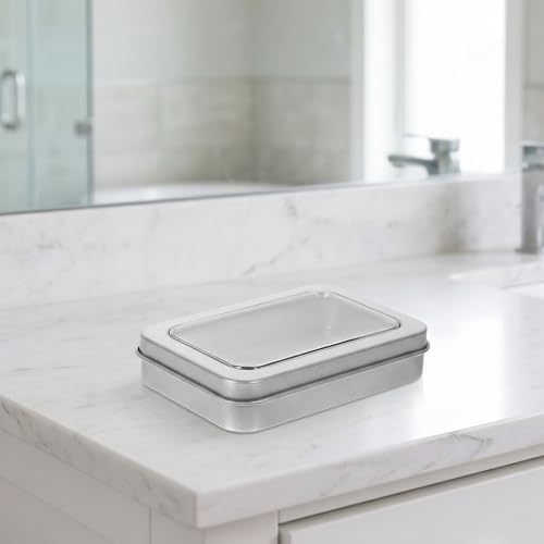 9pcs Portable Rectangular Metal Floss Storage Box with Lid, Silver — view 6