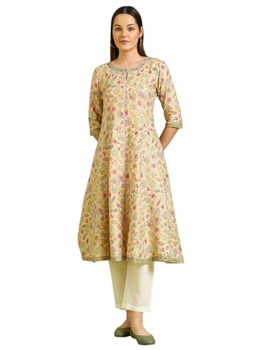 Image of W for Woman Women's Cotton Floral Regular Kurtas