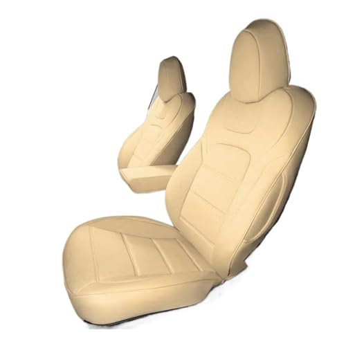 シートカバー全席セット のためにテスラ のためにモデル3 Y ハーフサラウンドスタイル カーシートカバー 工場卸売価格 ホワイトクッション インテリアアクセサリー(Beige)
