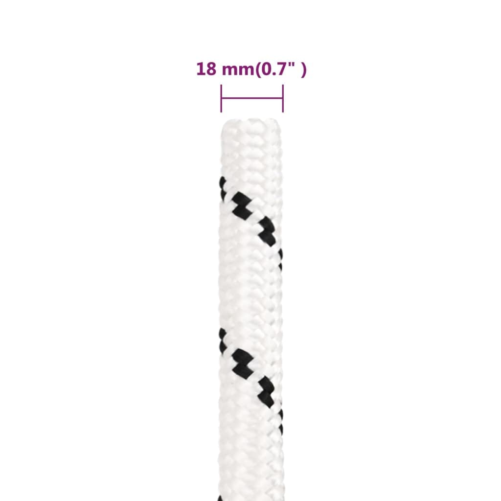 Cuerda de trabajo blanca de poliéster de 18 mm de diámetro, 100 m de longitud, resistente, para jardín, taller, camping, barco y hogar, con alta resistencia al desgarro y protección UV