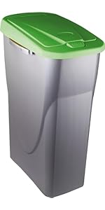 M-Home ECOBIN 25 – Pattumiera Per Raccolta Differenziata 25L – Plastica Grigio Metal Con Coperchio Giallo – 21,5x36x51 Cm