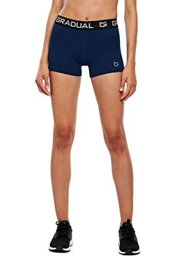 Women's Spandex Compression Volleyball Shorts 3" /7" Workout Pro Shorts For Women (Navy Blue, Large) #TOP4