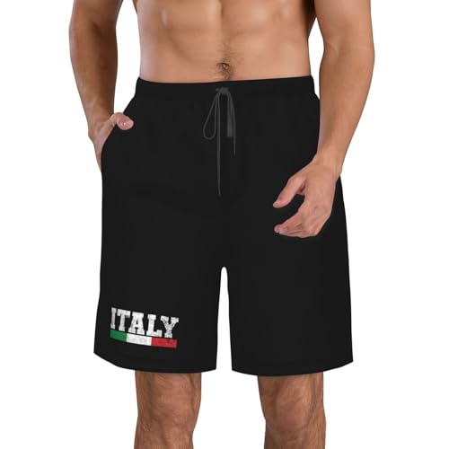 Italy Flag Italian Boardshorts Summer Beach Workout Shorts Drawstring Swim Pants Quick Dry Swim Shorts for Mens