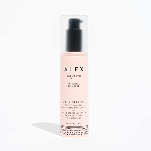 ALEX MD PhD Sunscreen for Face, Tinted Mineral Facial Sunscreen SPF 50+, Anti Aging Daily Defense Moisturizer for Sensitive and Post-Procedure Skin with Zinc Oxide, Chemical-Free, Coral Reef Friendly -  SK-TEBZ-6H3A