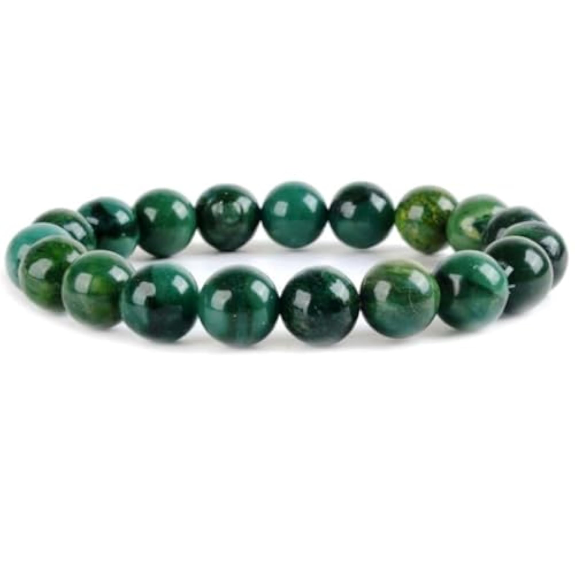 Natural African Serpentine Gemstone Stretch Bracelet, Unisex