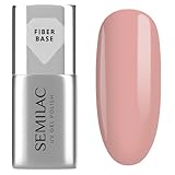 Semilac Vernis à Ongles UV Fiber Base Beige 7ml - Base Hybride Renforcante avec Fibres de Nylon Autonivelant Naturel Beige