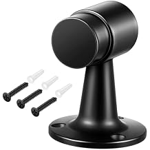 Yaocom 1 Pack Heavy Duty Floor Mounted Door Stop 3 in Aluminum Commercial Grade Door Stopper with Rubber Bumper & Stainless Steel Screws Black