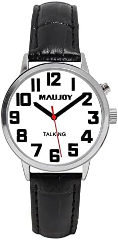 Maujoy Woman Talking Analog Watch, Large Digital, Loud and Clear American English Voice Will Say The Alarm, Time, Date, The Best Choice for The Elderly