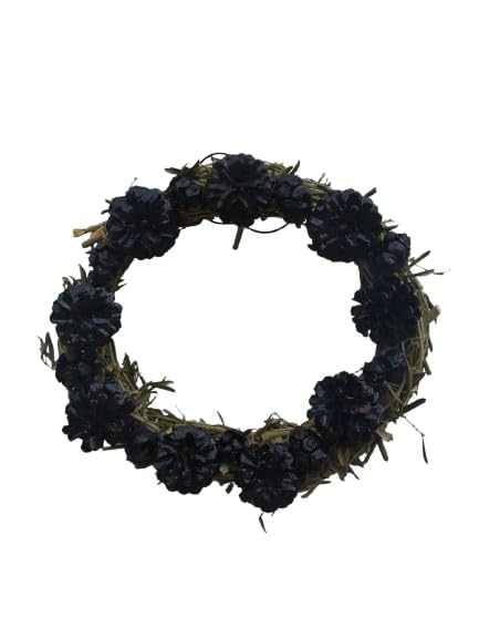 Couronne en bois d'olivier noir et pommes de pin naturelle pour décoration intérieure