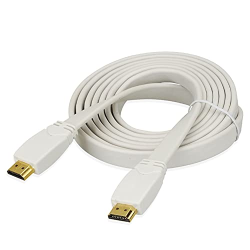 Image of JAFSAL ONLINE Flat HDMI Cable –1080p High Speed Ethernet Support Audio Video Return Cord with Gold Plated Connectors Compatible with- Xbox, Playstation, Laptop- 1 Meter White