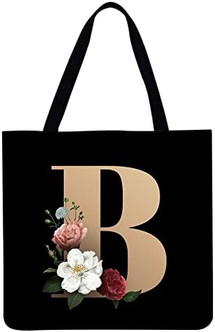 Borsa Tote Personalizzata Con Qualsiasi Lettera, Stampa Con Alfabeto Floreale, Borsa Da Spiaggia, Squisita Borsa A Tracolla Con Fiore Per Damigella - Foto 6