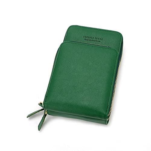 BALLSHOP Damen Handy Umhängetasche PU Material Mit Reißverschluss Verstellbare Crossbody Umhängetaschen Handytasche Umhängetasche Handtasche für Frauen zum Geburtstag Weihnachten(Dunkelgrün) Cover