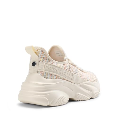 DREAM PAIRS DREAM PAIRS Women's Platform Chunky Fashion Sneakers Slip On Walking Stylish Lightweight Classic Casual Sneaker,Size 8.5,Beige/Rainbow,DWUMFN2507