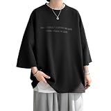 [BesBet] 夏服 メンズ tシャツ 七分袖 涼しい ゆったり 大きい サイズ かっこいい服 クルーネック おしゃれ ビッグ シルエット カットソー カジュアル トップス 柔らかい肌触り 人気 なつふく 男女兼用 夏用 ウェア